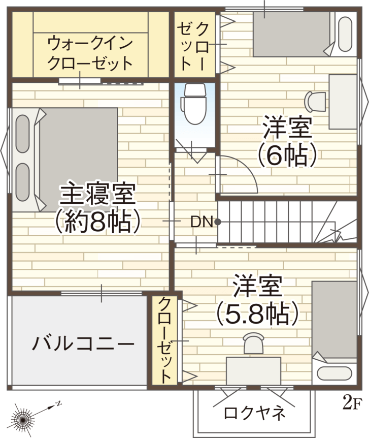 柏原市大県三丁目モデルハウスの2階図面