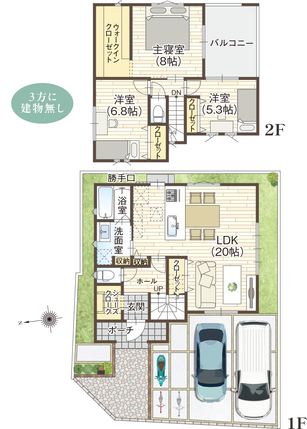香芝市良福寺 I期 2-A参考プラン間取り